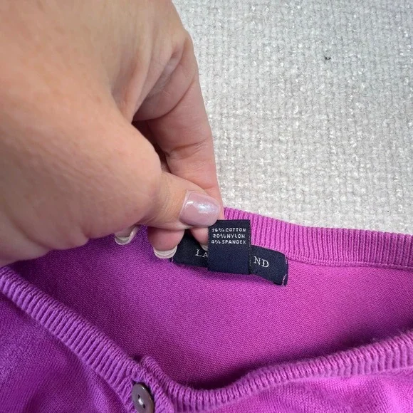 Lands' End Women's Fuchsia Cardigan M Medium Purple Button‎ Front Sweater - Picture 15 of 16